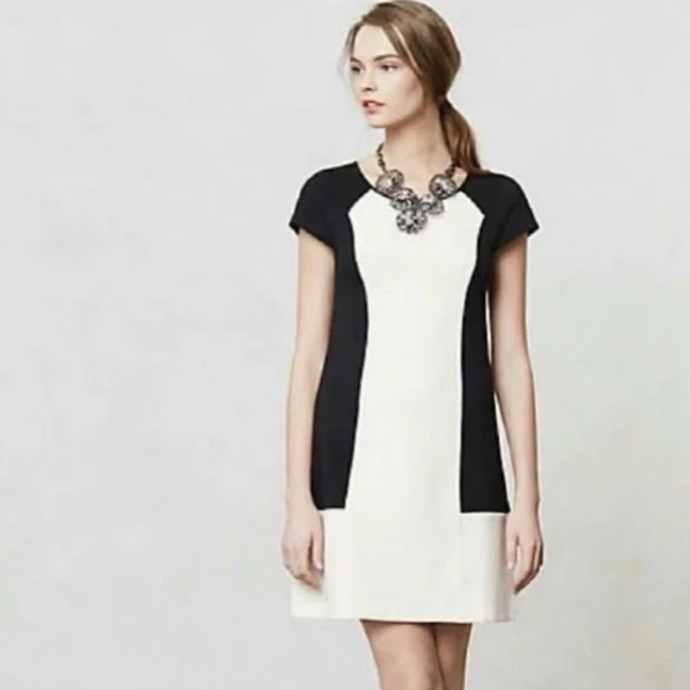 Maeve Colorblock Black & White Shift Dress Size Medium
